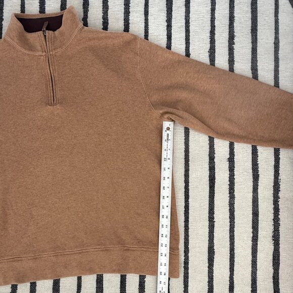 Lands’ End Men’s Quarter Zip Cotton Sweater Beige Size L | Mock Neck Neutral - Picture 7 of 9